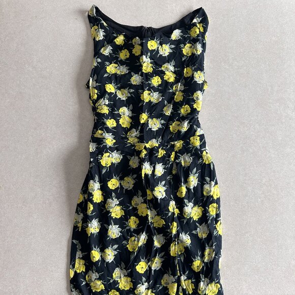 Topshop Tall Black and Yellow Rose Dress ASO Aria Montgomery - Picture 3 of 8
